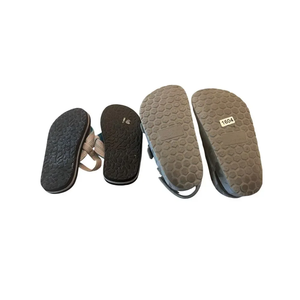 Cat & Jack 7/8 / Norty 7 Boy's Blue Gray Playground School Sandal Bundle